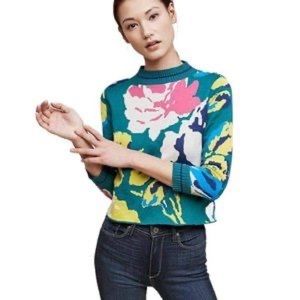 Anthropologie Laing Floral Sweater